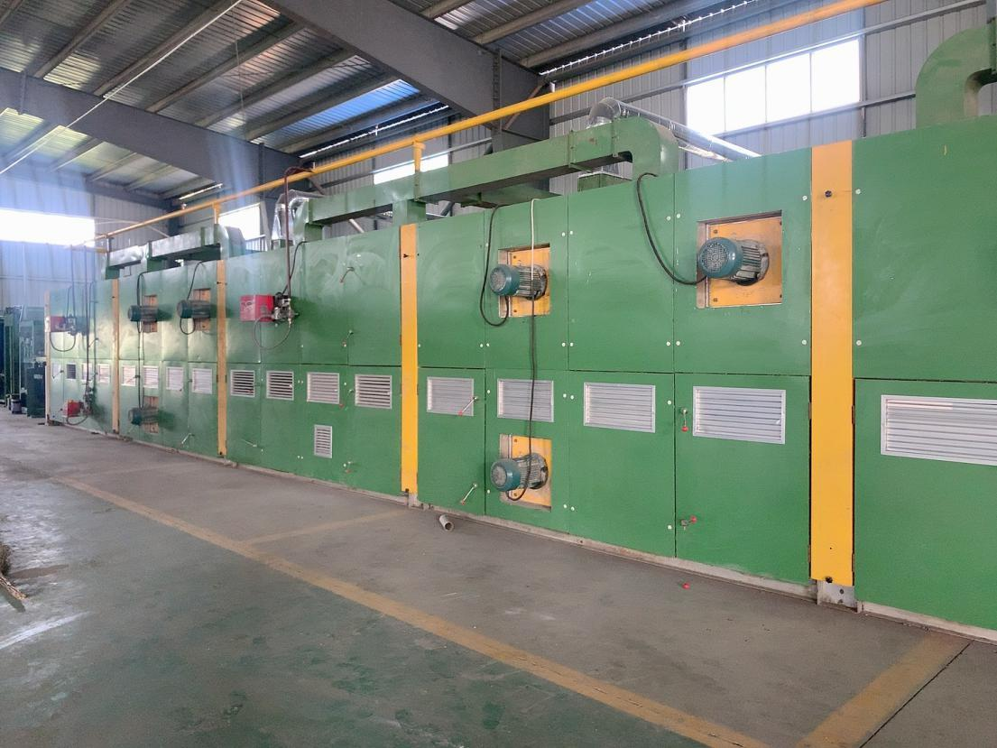Artificial grass cutting machine for custom sizes at LMD Turf factory